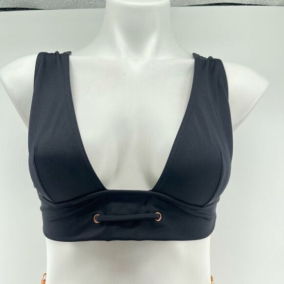 ASOS Swim Mix and Match High Waist Stripe Bottom with Black Bralette Top Size 8 - Picture 4 of 15